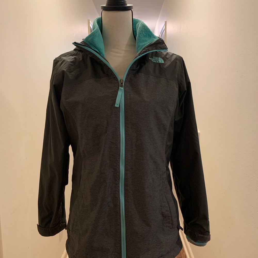 The north face fleece line zip up hoodie with pockets. Girls sz  18.